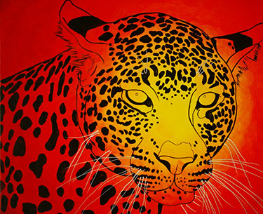 Leon Clemons unique artwork - a real shrewd leopard