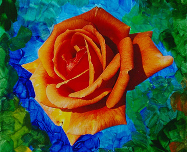 Leon Clemons super-realistic art - Rose Tangerine