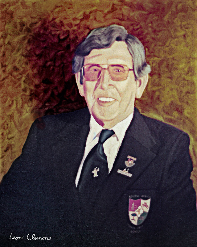 Realistic portrait of Springbok Lawn Bowler Tony Holtz