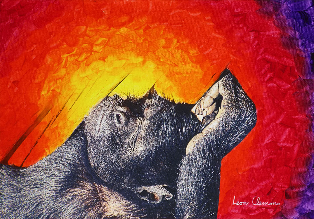 Leon's unique artwork - Baboon with an unhealthy love for fermented marulas